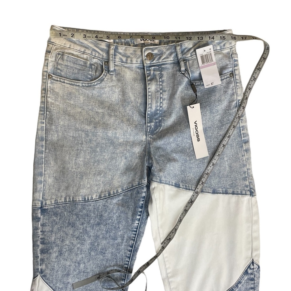 Vigoss Frankie slim Straight Jeans NWT Color Block Patchwork 32 - Picture 6 of 10